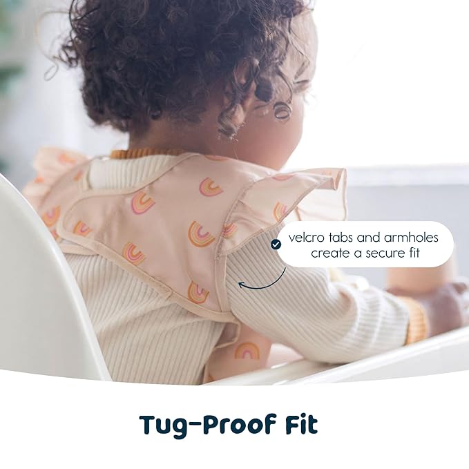 Tiny Twinkle Mess Proof Baby Bib for Girls | Waterproof Toddler Bib for Eating | Baby Apron for Feeding | Machine Washable | Perfect Shower Gift (Boho Rainbow, 6–24M)