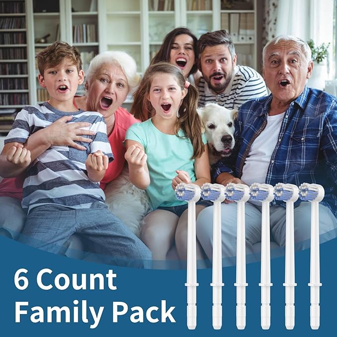 Replacement Heads for Waterpik, Replacement Picks for Water Pik Water Flosser (6 Toothbrush Tips + Storage Case)