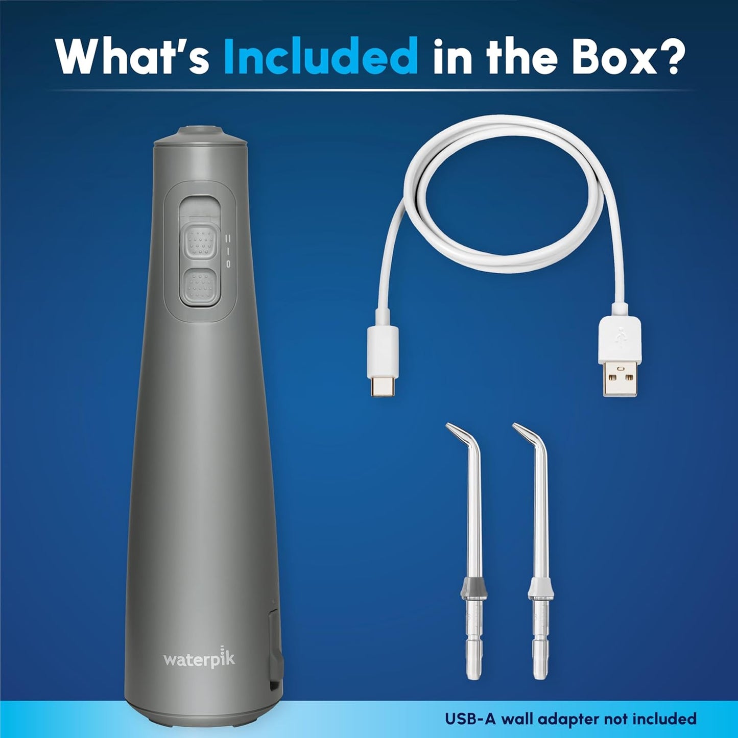 Waterpik Cordless Pulse Rechargeable Portable Water Flosser for Teeth, Gums, Braces Care and Travel with 2 Flossing Tips, Waterproof, ADA Accepted, WF-20 Gray, Packaging May Vary