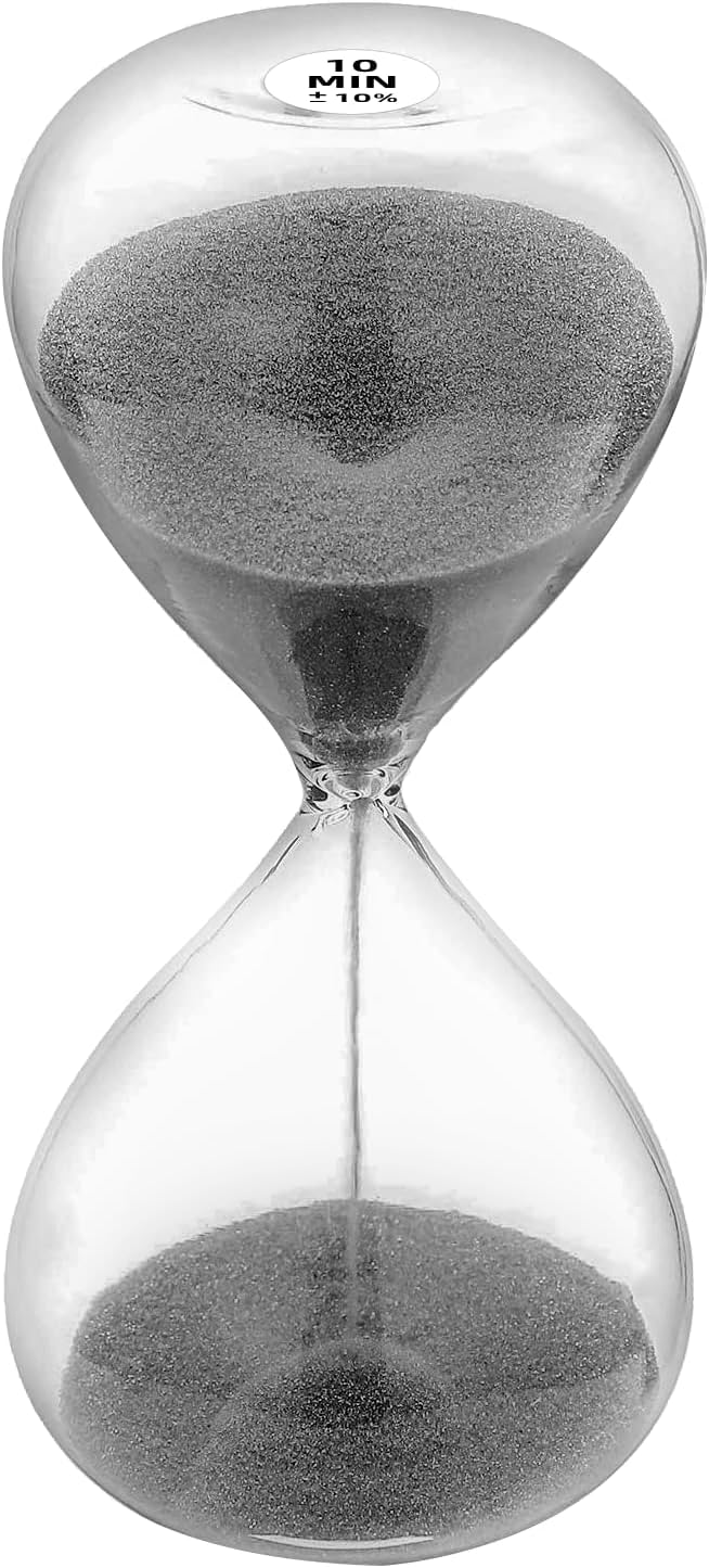 SuLiao Hourglass Sand Timer 10 Minute,5.1 Inch Black Sand Clock 10 Min, Extra Reloj De Arena, Unity Hour Glass Sandglass for Kids, Games, Classroom,Desk, Office Home Decor