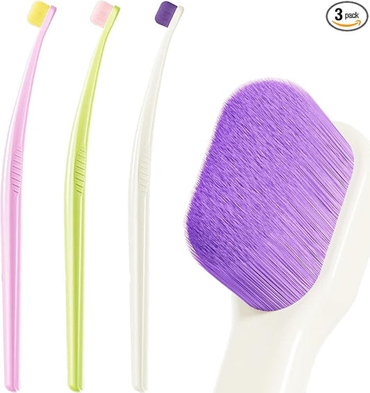 INUSO 3 Pack Orthodontic Toothbrush | -14° Ergonomic Handle for Precise Cleaning | Non-Toxic, No Fluorescent Agents, Safe for Braces & Interdental Care