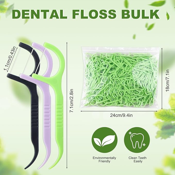 Bulk Floss Picks Dental Floss Sticks Bulk for Teeth, Floss Picks Dental Floss Picks Bulk for Family, Travel, Braces & Sensitive Teeth Dental Hygiene Essentials 1500