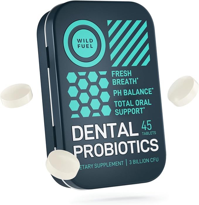Dental Probiotics for Teeth and Gums - 3 Billion CFU Lactobacillus Salivarius Acidophilus Oral Probiotics for Mouth Bad Breath Treatment for Adults - 45 Mint Tablets for Oral Health in a Travel Tin