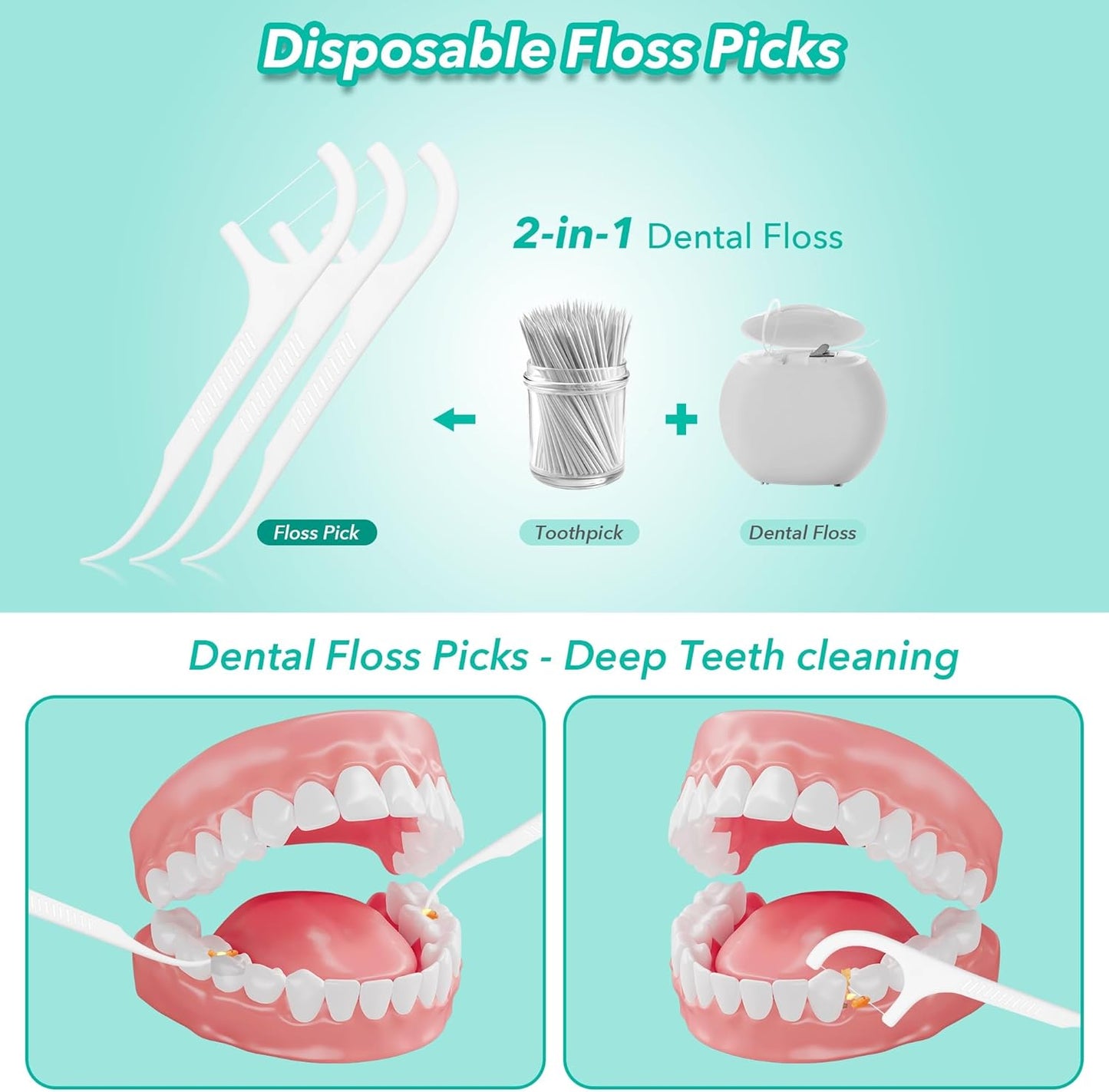 800 Count Floss Picks Dental Tooth Picks Floss Sticks Flossers Strong Toothpicks in Handy Travel Cases for Family Restaurant Bulk Adults Teeth Cleaning