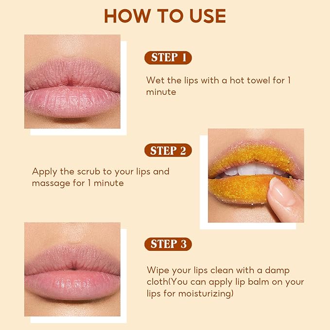 Natural Turmeric Scrub & Lip Balm for Dark Lips Set, Exfoliator to Nourish Lip, for Dry, Chapped, Dull, Dark Lips, Reduce Fine Lines