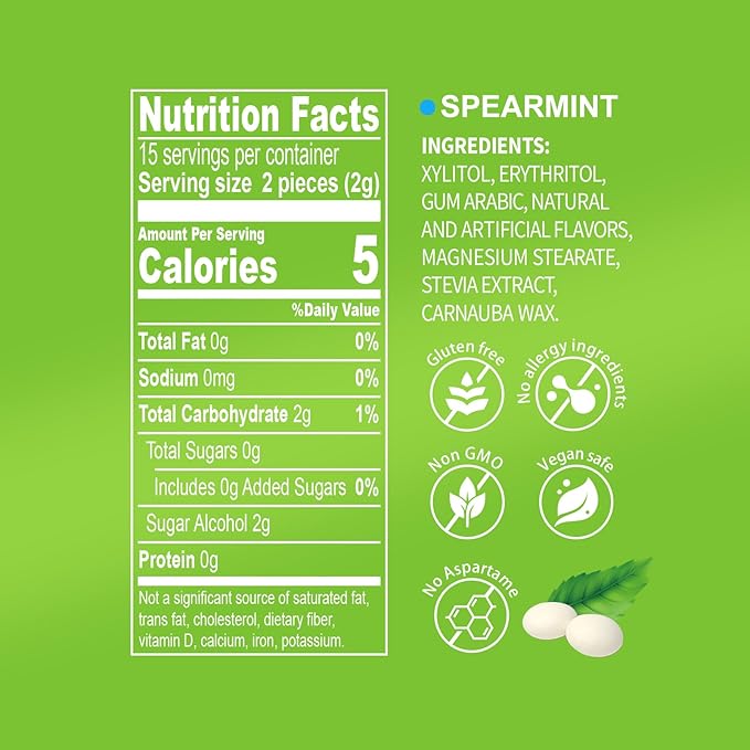 DC24 DAILY CARE Xylitol Erythritol Mints, No Aspartame Sugar Free Mints, Low-Calorie, Refresh Breath, Keto Spearmint 30 Pieces (Pack of 4)