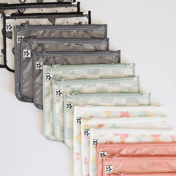 Tiny Twinkle Diaper Bag Organizing Pouches | Mess-Proof Clear Front Travel Organizer Bags | TSA Approved Toiletry Bag Set for Baby and Mom Essentials