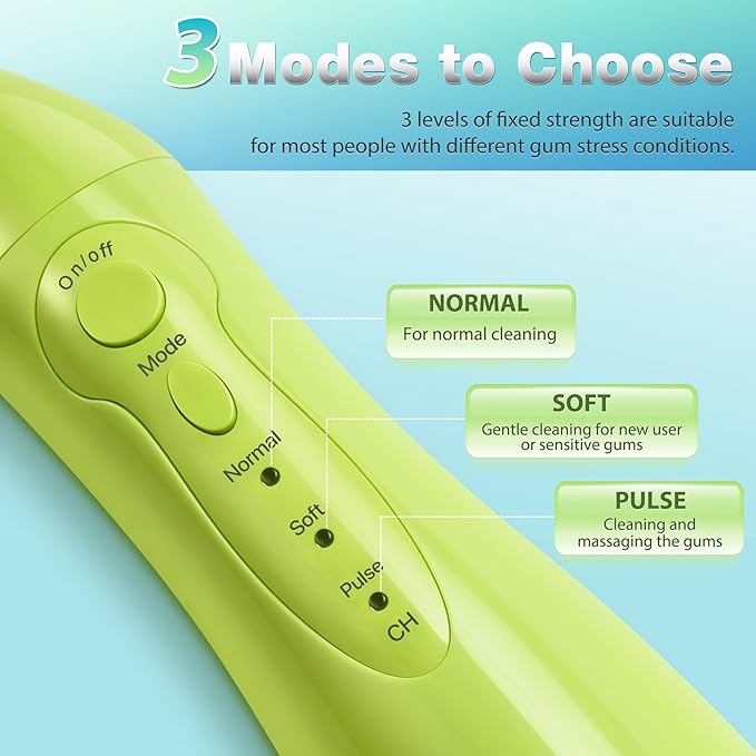 TOVENDOR Electric Water Dental Flosser Teeth Pick, Cordless Flossers Oral Irrigator IPX7 Waterproof 300ML Rechargeable Travel Water Teeth Cleaner with 5 Tips for Home Braces Care Gums Deep Cleaning