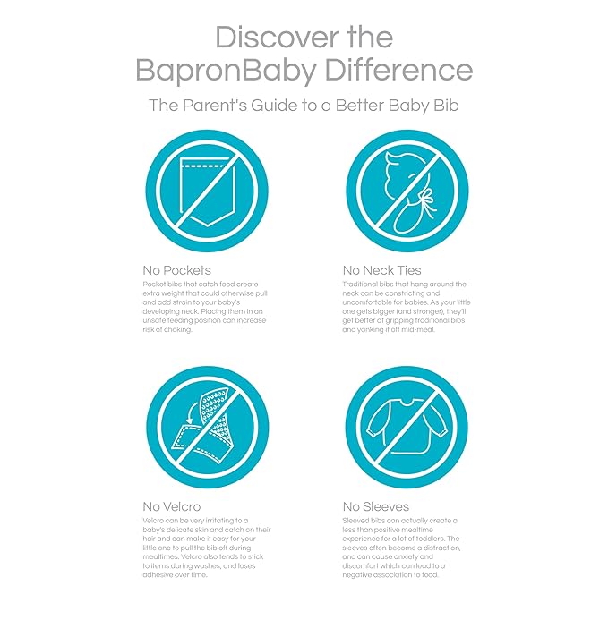 BapronBaby Flutter Little Chickies Bapron - No Neck Tie Safer Bib for Baby & Toddler - Soft Waterproof Stain Resistant - Machine Washable - Sz Preschool 3-5yrs