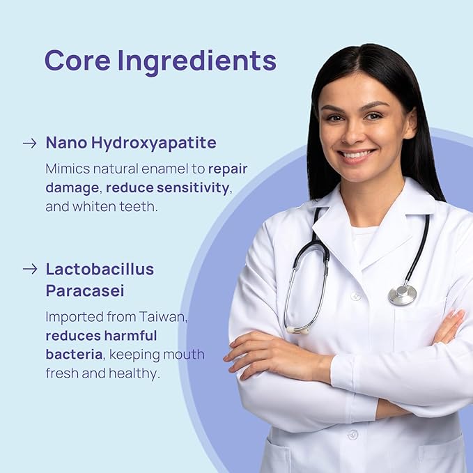 Whitebite Pro Color Correcting Toothpaste Tablets with Nano Hydroxyapatite | Fresh Breath & Natural Whitening | Travel-Friendly Toothpaste & Mouthwash | Fluoride and Plastic-Free (Peppermint, 2PK)