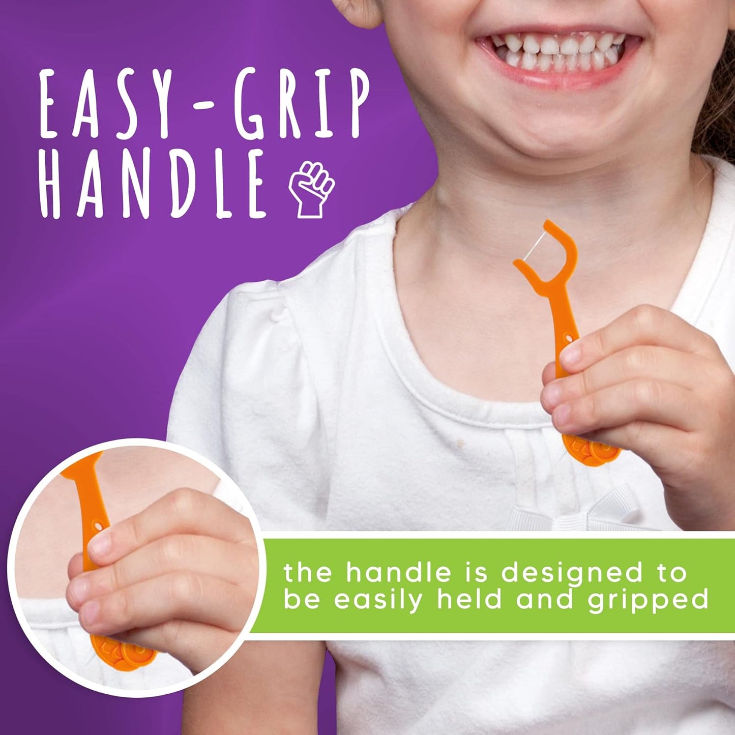 Kids’ Grape-Flavored Dental Flossers, Colorful Animals add Fun to Support Healthy Habits, Easy-Grip Handle and Fluoride-Coated Floss, Pack of 3 x 75 Pieces