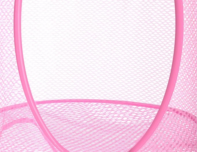 Libeder Mesh Hanging Storage Space Saver Bags Organizer,Foldable Storage Organizer 4 Compartments Toy Storage Basket for Kids Room Bathroom 2 Sets Pink
