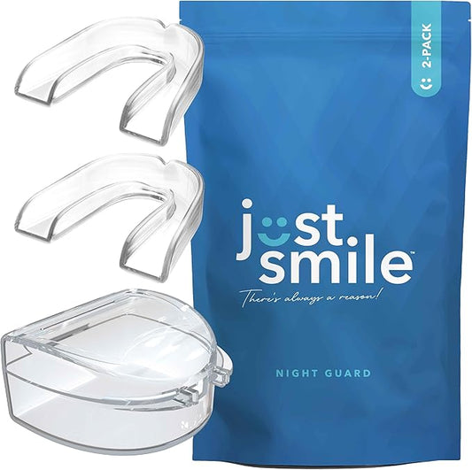 Just Smile Night Guard 2 Pack - Mouth Guard for Teeth Grinding & Clenching Teeth, Moldable & Custom Nightguard for Grinding (Clear)