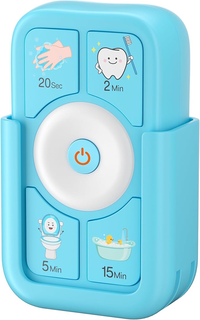 Timer for Kids Brushing: 2 Minutes Teeth Brush 20 Seconds Hand Washing 5 Min Toilet 15 Min Shower, Time Management Tool for Children - Blue