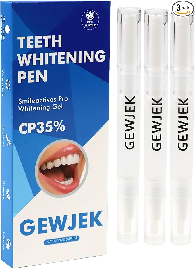 Teeth Whitening Pen 3 Pcs, 35% Carbamide Peroxide Gel, Tooth Paint & Teeth Whitening Gel as Effective Tooth Whitener, Removes Tough Stains Coffee, Wine, Tea, Sensitive Teeth-Friendly, Travel-Portable