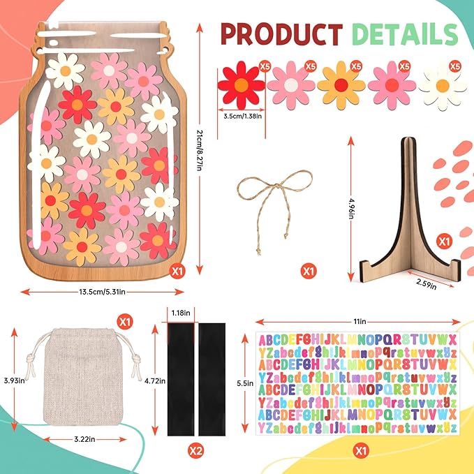 Flowers Reward Jars for Kids-Magnetic Reward System with Colorful Letter Stickers,Behavior Classroom Incentive Jar for Teachers Parents (Mason Jar with Stars, Kids Motivational Tool)