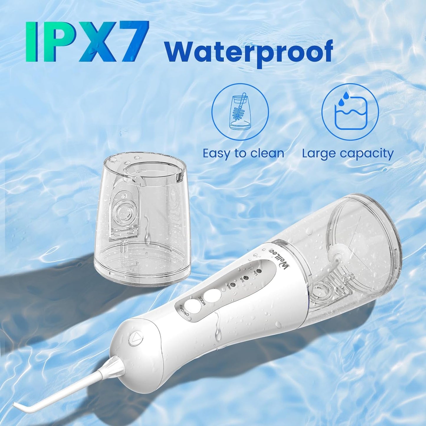 Water Flosser for Teeth, Portable Oral Irrigator Rechargeable Water Dental Flosser Pick with High Pressure 5 Jet Tips, IPX7 Travel Water Flossing for Brace Teeth Cleaner Gum Care
