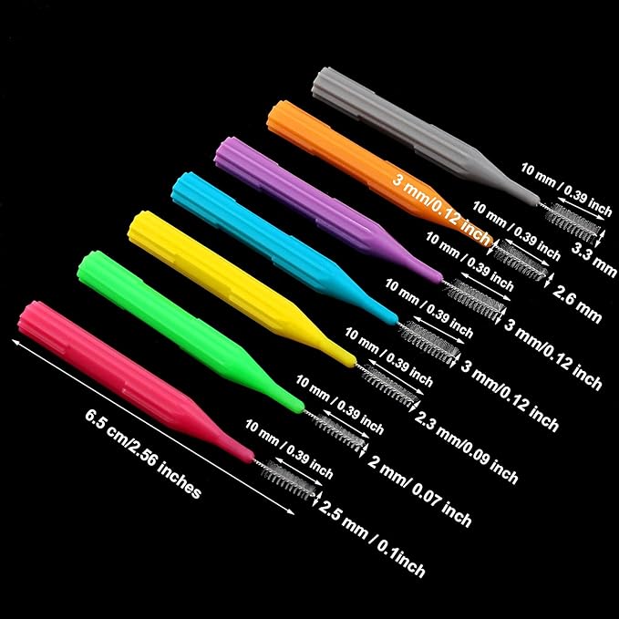 Patelai 50 Pieces Braces Brush for Cleaner Interdental Brush Between Teeth Toothpick Flosses Dental Flossing Head Oral Hygiene Tooth Cleaning Tool(Assorted Color)