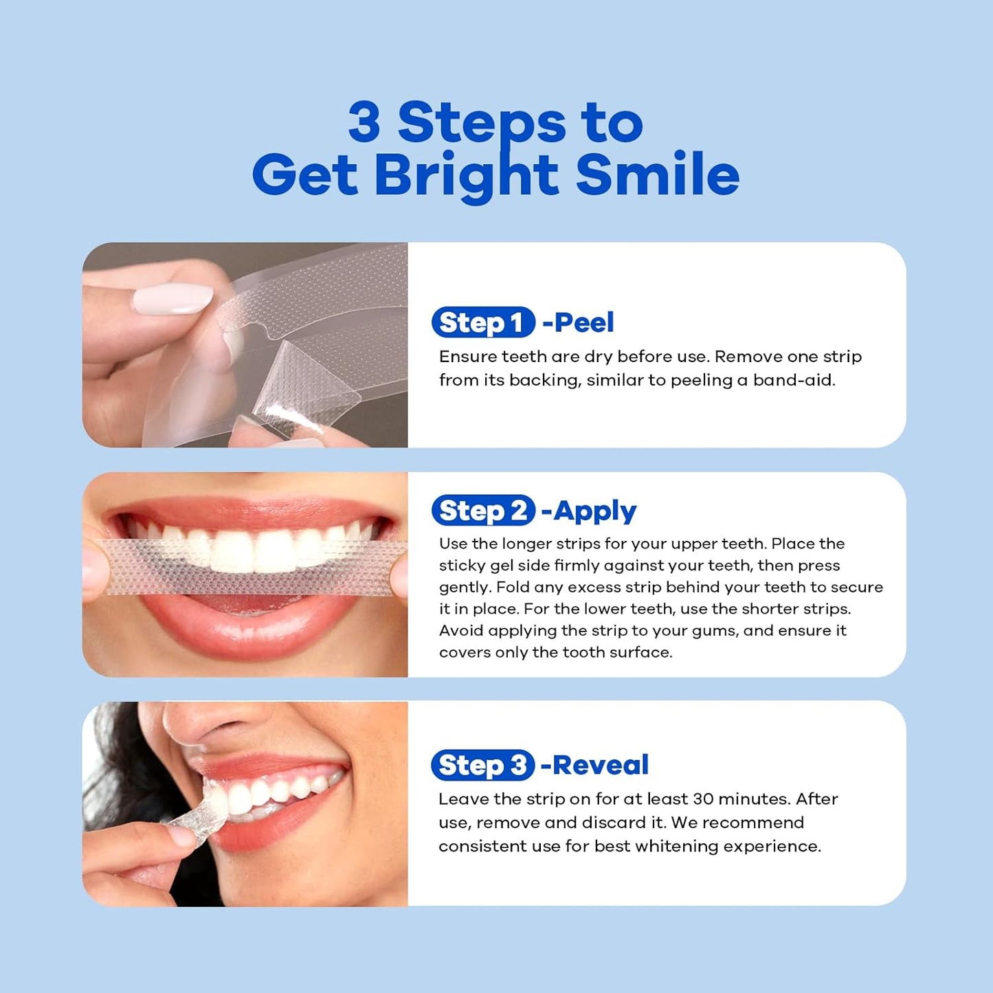 Teeth Whitening Strips (16 Treatments, 32 Count), Enamel Safe for Teeth Whitener, Whitening Strips with Coconut Oil, Formulated to Be Gentle & Non Slip and Quick-Dry, Stains Removal