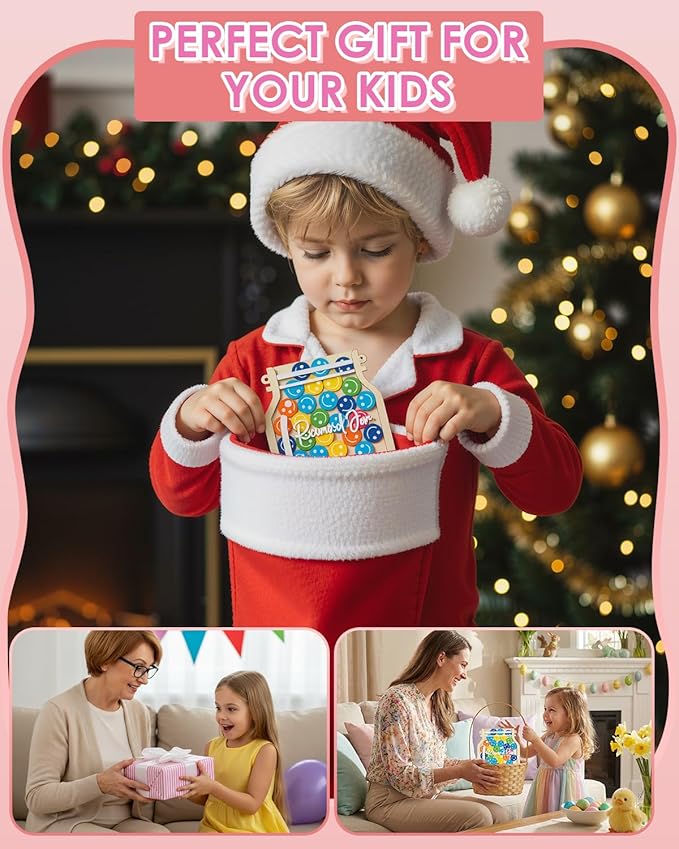 Magnetic Reward Jars for Kids, Personalized Reward Jars with Smile Tokens, Tool to Train Kids' Good Behavior & Responsibility, Ideal Classroom & Home Reward System