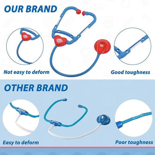 Liberry Doctor Kit for Kids Aged 3 4 5, Pretend Doctor Playset for Toddlers with Cart, Costume and Stethoscope, Role Play Medical Toy for Girls Boys