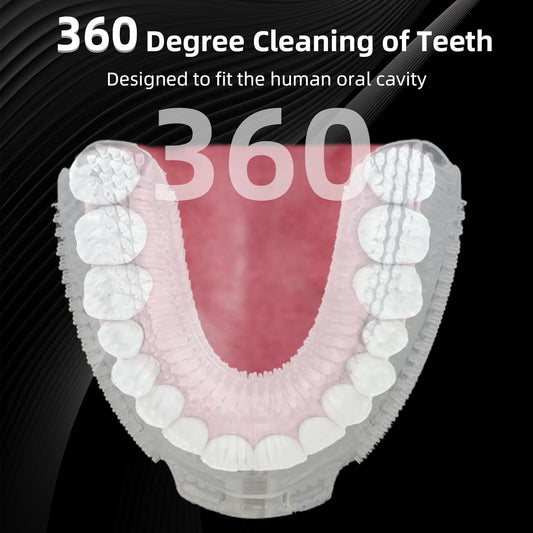 Ultrasonic U-Shaped Toothbrush for Adults, Electric Toothbrush for Teeth Whitening, Automatic 360-degree with Waterproof IPX7, 4 Modes for Cleaning(White)