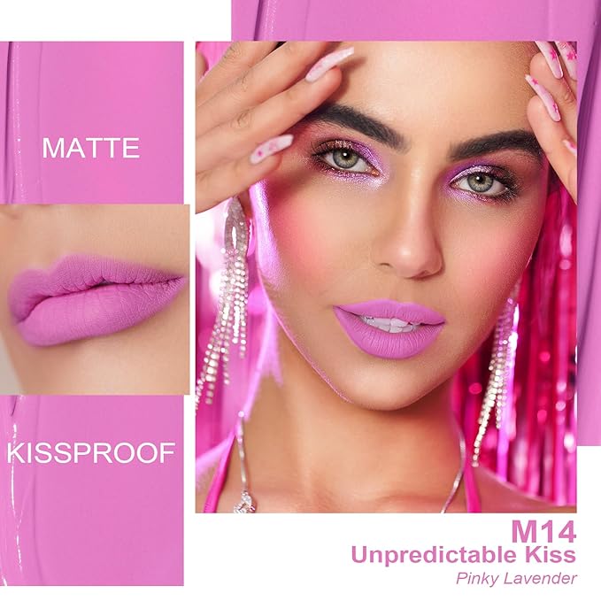 Oulac Matte Liquid Lipstick 2 PCS Set, Long Lasting Lipstick Waterproof Lip Stain, No Transfer, Creamy High Pigmented Formula with Rose Oil, Vegan [M06+M14]