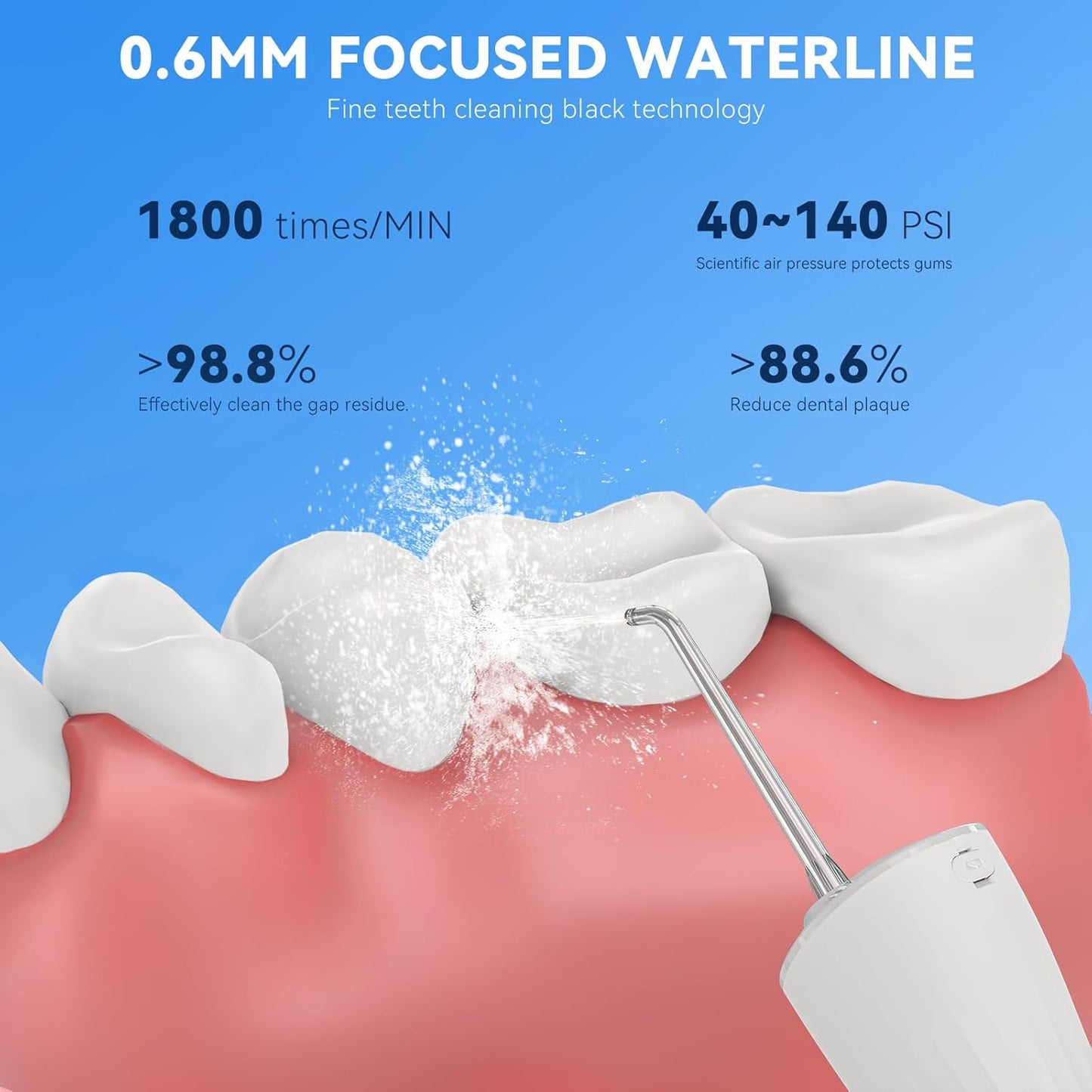 Power Water Flossers for Teeth Cleaning and Flossing, Water Dental Flosser Teeth Pick - Cordless Portable 6 Modes Oral Irrigator Dental, Rechargeable Travel Irrigation Cleaner IPX7 Waterproof (White)