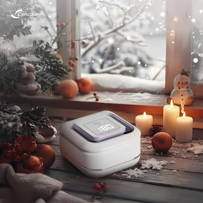 Ultrasonic Retainer Cleaner Machine with 2 Digital Timer, U-V Dental Cleaning Pod with Viewing Port,180ml Portable Denture Cleaner for Mouth Guards, Night Guards, Aligners, Brace, Jewelry, 42kHz White