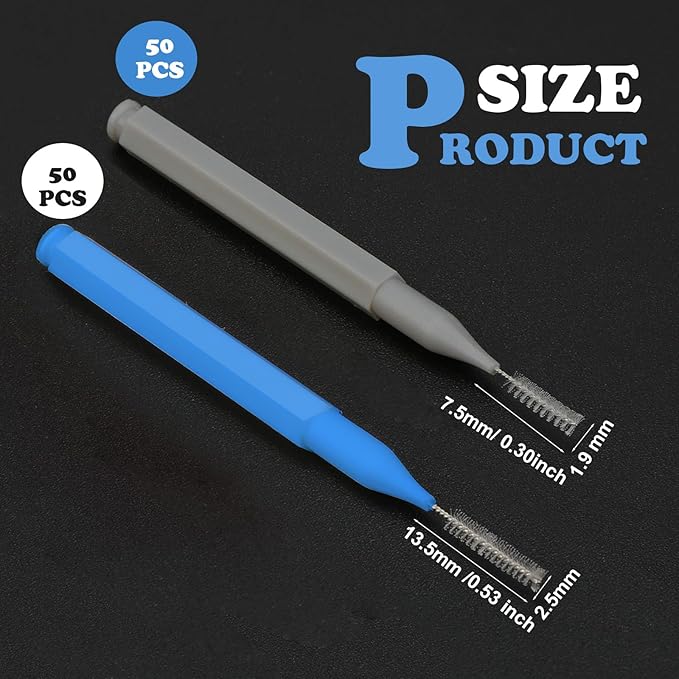 Patelai 100 Pieces Braces Brush for Cleaner Interdental Brush Toothpick Dental Tooth Flossing Head Oral Dental Hygiene Flosser Toothpick Cleaners Tooth Cleaning Tool(Blue, Grey,Mixed Sizes)