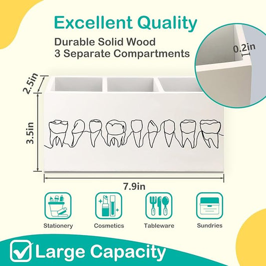 Dentist Gifts Pen Pencil Holder for Desk, Dental Office Decor, Dental Hygienist Gifts Wooden Box Decorative Sign for Dentist Office Clinic Hospital Desk Tabletop Decor