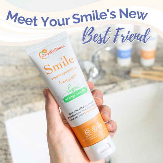 OraWellness Smile Hydroxyapatite Toothpaste with Remineralizing Xylitol & Non Nano Hydroxyapatite, Vanilla Orange Toothpaste, American Made Fluoride Free Natural Tooth Repair & Teeth Whitening, 4.23oz