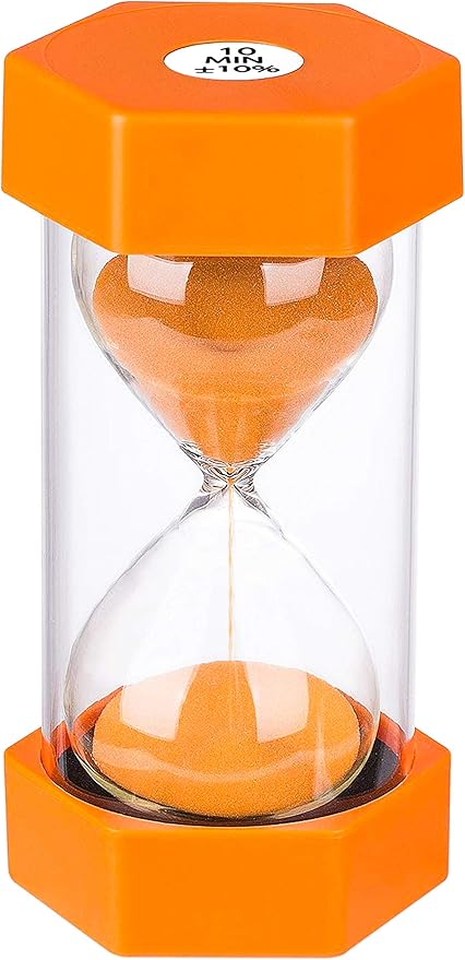 SuLiao Sand Timer 10 Minute Hourglass:Plastic Large Orange Sand Clock Watch 10 Min,Reloj De Arena,Colorful Hour Glass Colorful Sandglass Timer for Kids, Games, Classroom, Kitchen, Decoration