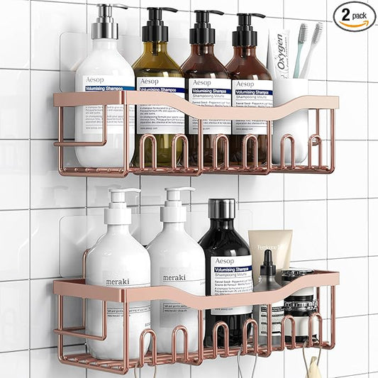 EUDELE Shower Caddy 2 Pack,Adhesive Shower Organizer for Home Decor&Kitchen Organizers,No Drilling,Rustproof Stainless Steel Bathroom Shelf Organizer
