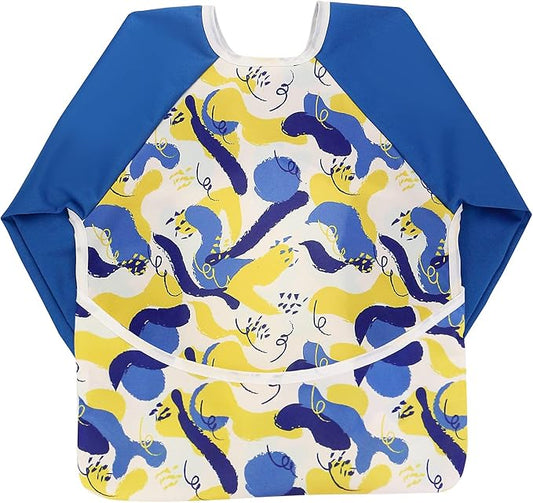 Infant Toddler Baby Waterproof Sleeved Bib, Bib with Sleeves&Pocket, 6-24 Months