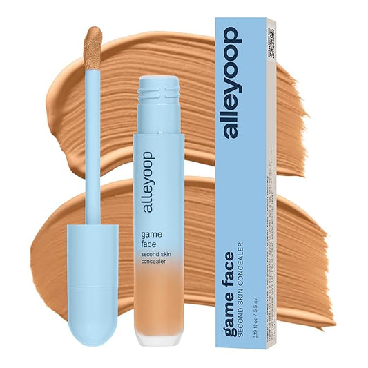 Alleyoop Game Face Makeup Concealer - Lightweight, Buildable Under Eye Concealer for Dark Circles, Hydrating Cream Formula for Women with Aloe Stem Cell - Smooth, Crease-Proof Makeup, Golden