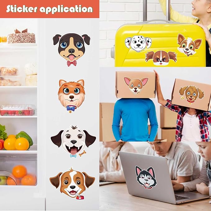48 Sheets Dog Stickers,Make a Face Stickers for Kids, Make Your Own Dog Sticker, Animal Sticker for Kids 3-5, Brithday Gift Party Favors, Teacher Reward Classroom Games Craft