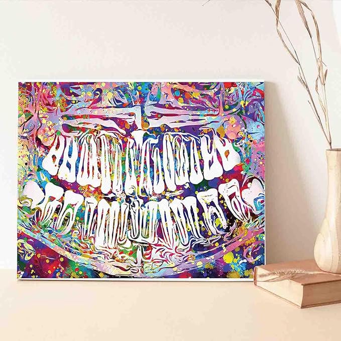 MBARE Watercolor Art Print,Dental Watercolor Print Tooth Teeth Dental Clinic Decor Medical Art Dentistry Student X Ray Orthodontist Dentist Gift~-16"X24" Canvas Print With Frame