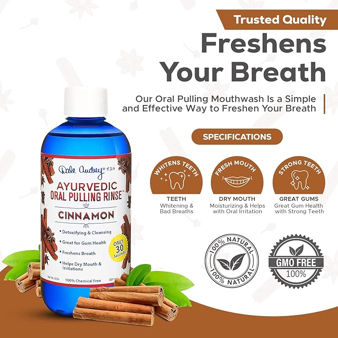 Oil Pulling Rinse & Salt Water Oral Mouth Rinse | Organic Cinnamon Sesame Oil | Organic Mouthwash for Teeth Care & Healthy Gums | Teeth Whitening & Gum Care Mouthwash, Vegan Cruelty Free Bundle Pack