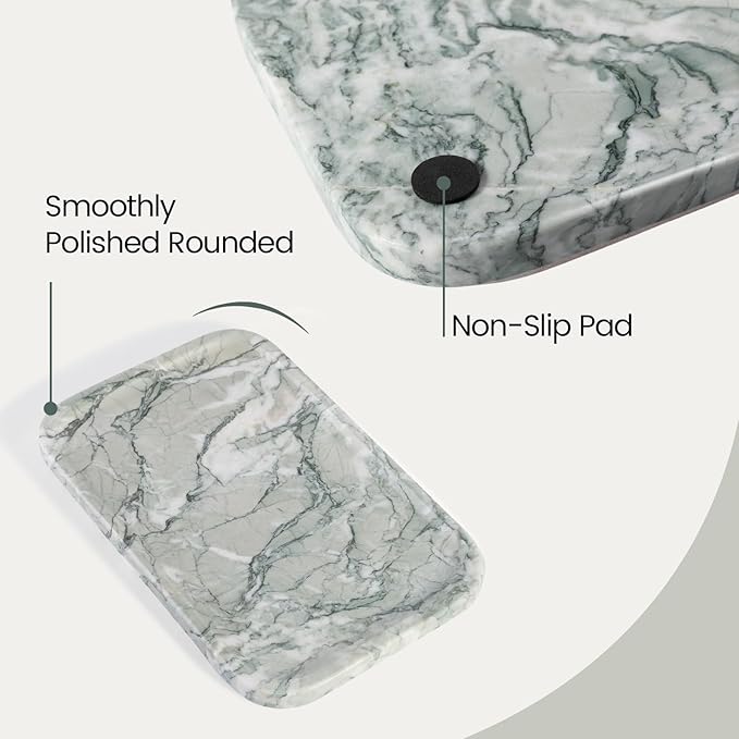 Vanity Tray, Marble Bathroom Tray Countertop, Decorative Dresser Organizer, Green Stone for Perfume Jewelry Holder Storage for Kitchen Sink(Light Green)