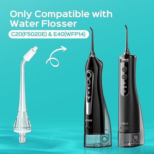 COSLUS Original Water Flosser Replacement Tips: Replacement Heads Compatible with COSLUS, Aquasonic, Nicwell, Oralfree, WELLFINE, Tovendor Water Dental Pick,Flosser Accessory, 4 Orthodontic Tips
