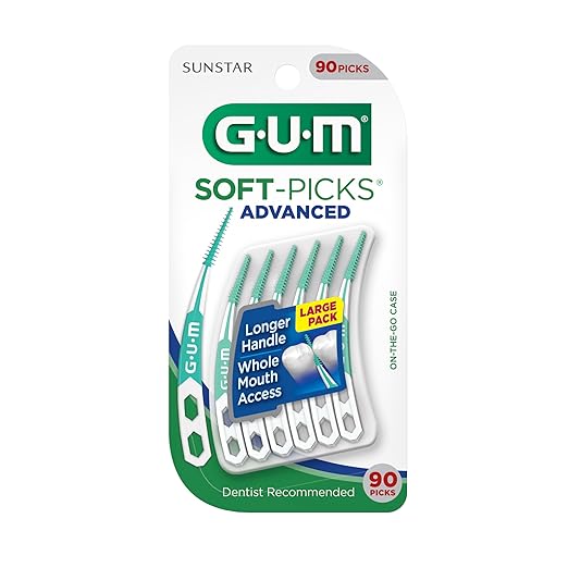 GUM Soft-Picks Advanced, Easy to Use Dental Picks for Teeth Cleaning Health, Disposable Interdental Brushes with Convenient Carry Case, Dentist Recommended Dental Picks, 90 Count