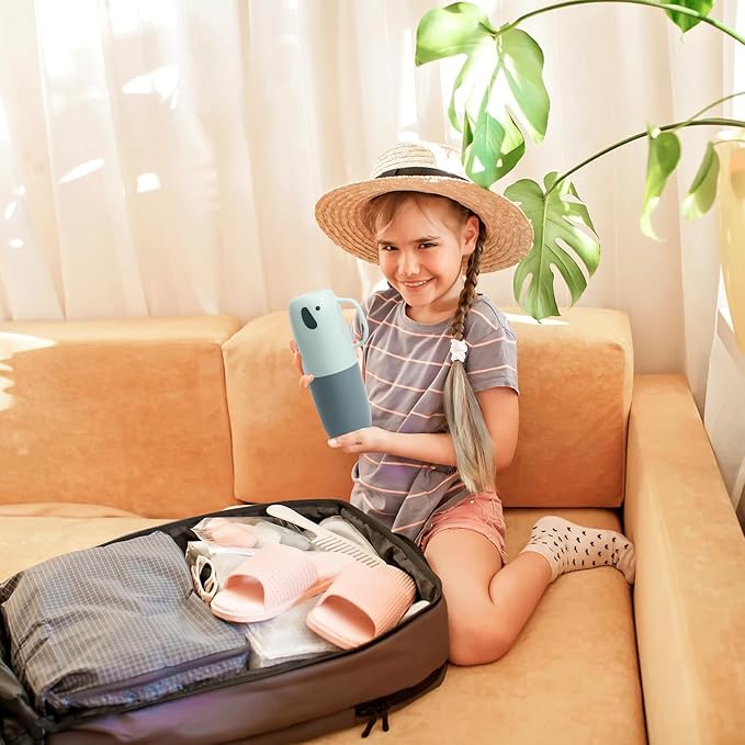 Toothbrush Travel Case, Removable and Portable Toothbrush Holder Cup, Use for Travel, Hiking,Camping, School, Bathroom, Cute and Playful Elephant Styling for Kids and Teens (Blue)