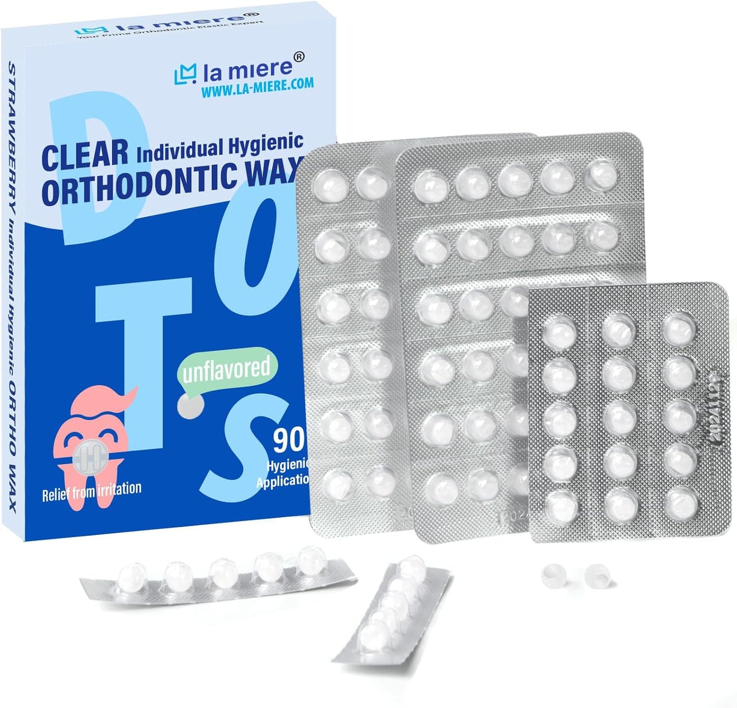 LA MIERE Orthodontic Wax for Braces Wax Dots 90 Individual Hygienic Packaging Dental Wax Unscented