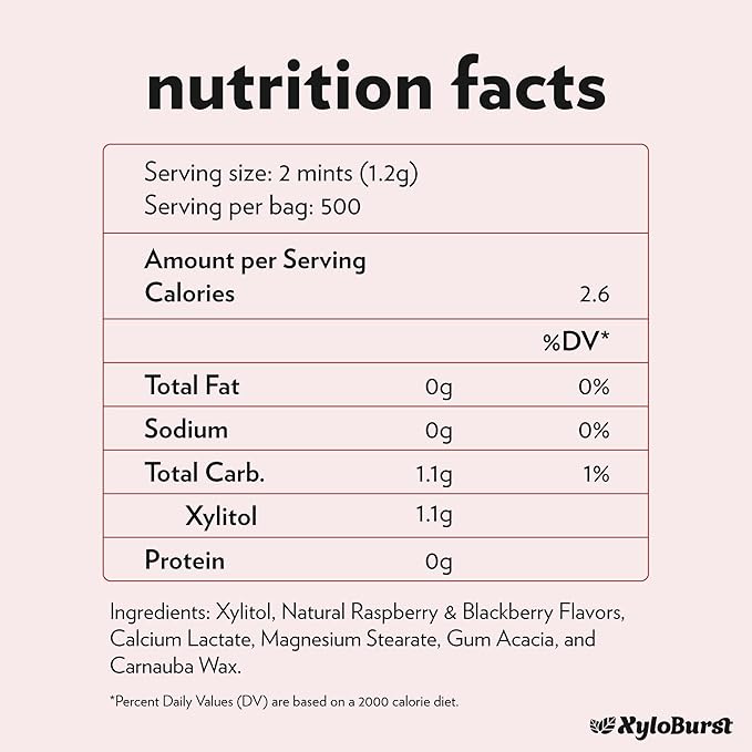 Xyloburst - Xylitol Mints | Sugar Free Breath Mint for Oral Health | Gluten Free, Vegan, Keto Friendly | Aspartame Free Mints | Berry | 1000 Count Bag