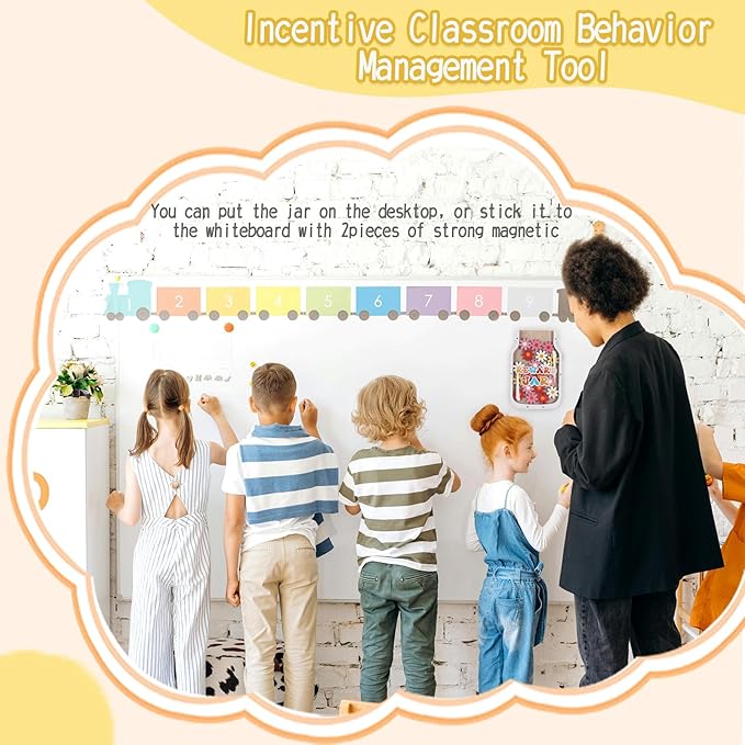 Magnetic Reward Jar, Classroom Reward Jar for Students, Incentive Good Home Training for Kids Boys Girls, Flower Reward Jar