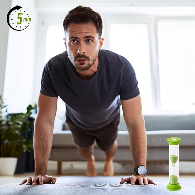 Sand Timer for Kids - 5 Minute Set of 4 Hour Glass - Green Color- Acrylic Covered for Classroom, Home & Kids Room