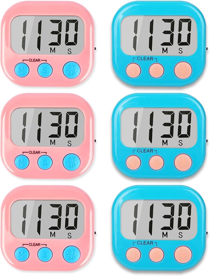 Classroom Timers for Teachers Kids Large Magnetic Digital Timer Teacher Supplies 6 Pack-Blue Pink
