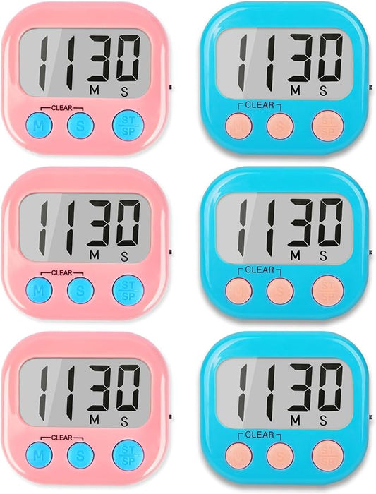 Classroom Timers for Teachers Kids Large Magnetic Digital Timer Teacher Supplies 6 Pack-Blue Pink
