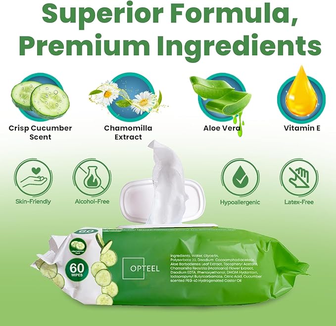 Adult Wipes Extra Large Scented - Skin-Friendly Incontinence Wet Wipes for Adults & Elderly No-Rinse Disposable Washcloths - 8x13" 4 Packs of 60 (240 Wipes)